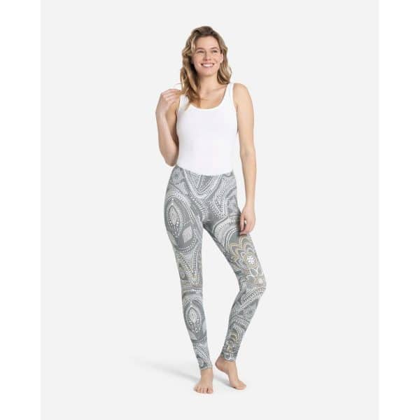 Spirit of Om Leggings Puja in graugold und weisses Bambus Top