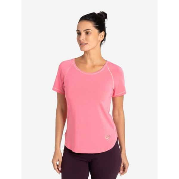Yoga Shirt Damen kurzarm T-Shirt Raglan von Spirit of Om in der Farbe peach Vorderseite