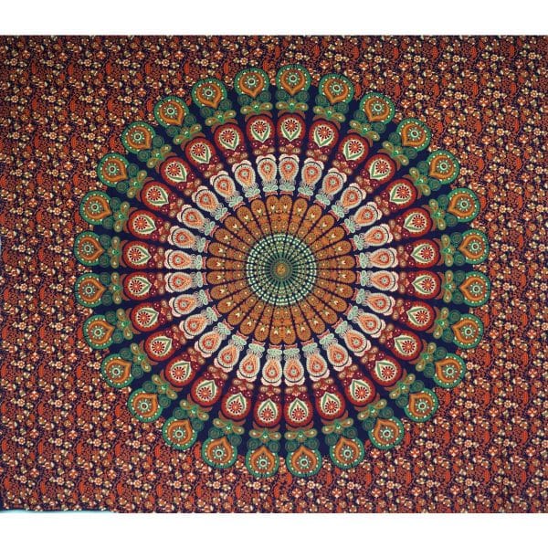 Mandala Wandbehang orange blau 230 cm x 200 cm