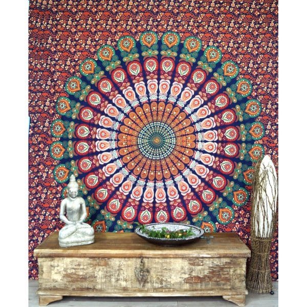 Mandala Wandbehang orange blau