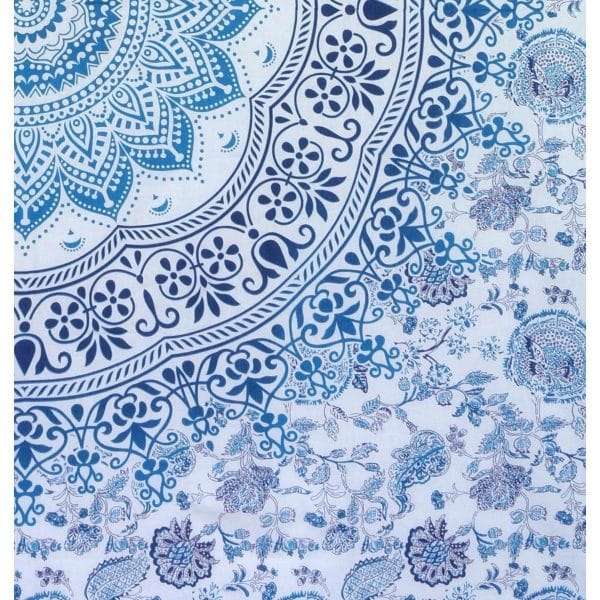 Mandala Wandbehang blau weiss Detail