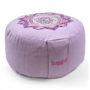 Baghi Meditationskissen rund mit Om Lotus Stickerei 18 cm Lavendel