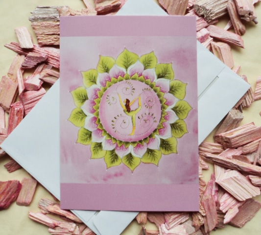 Mandala Yoga Karte rosa von Dalaya