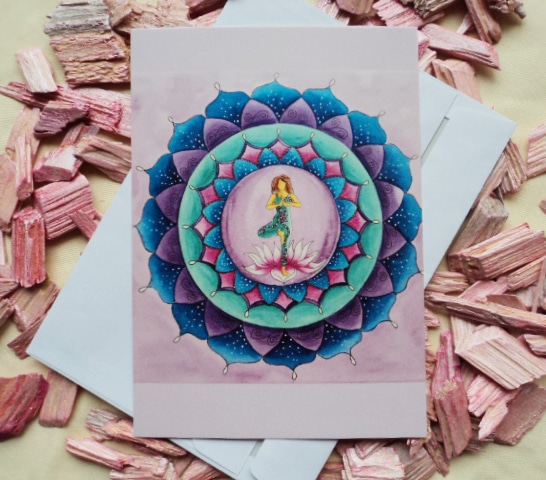 Mandala Yoga Karte blau von Dalaya
