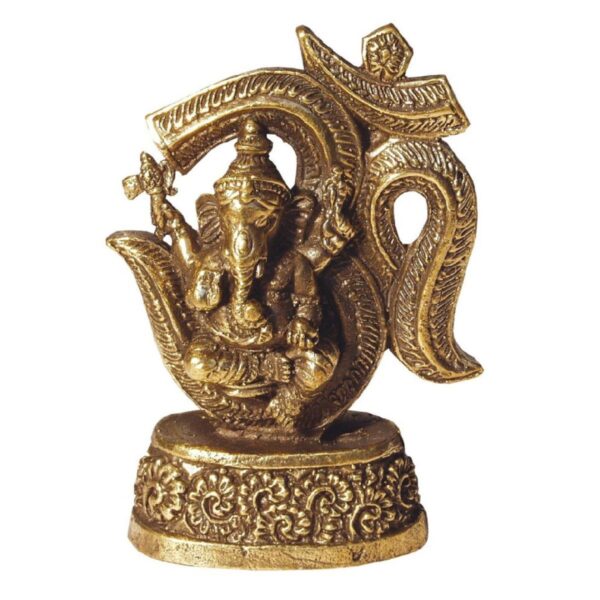 Ganesha mit Om Messingfigur