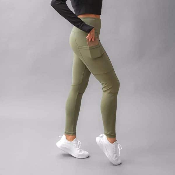 Legging Yoga & Run von Spirit of Om gruen mit Tasche