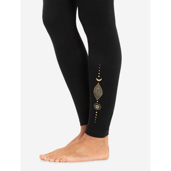 Yoga Leggings Spirit of Om schwarz mit Verzierung am Bein Maui Madhya