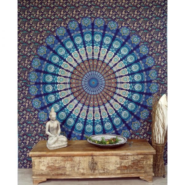 Mandala Wandbehang oder Tagesdeckeblau