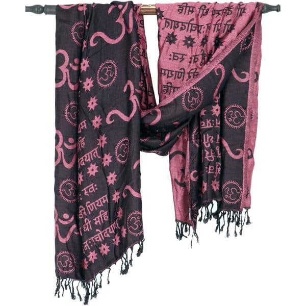 Yogaschal mit Om Symbol aus Viskose in rosa schwarz