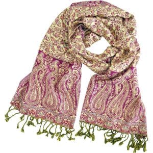 Pashmina Schal aus Indien mit Paisley Muster in pink