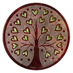 Räucherstäbchenhalter aus Speckstein mit dem Motiv Lebensbau und Herz