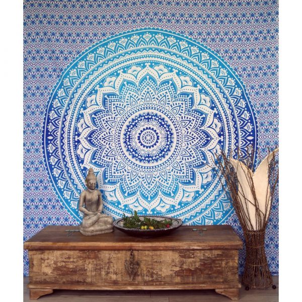 Wandbehang Mandala blau türkis