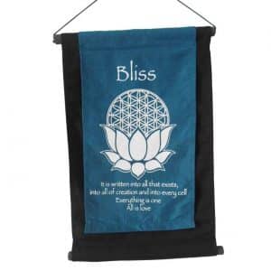 Wandbehang mit dem Motiv Lotus und Blume des Lebens und der Weisheit 'Bliss'