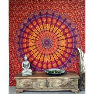 Wandtuch aus Indien in leuchtenden Farben 200x230 cm