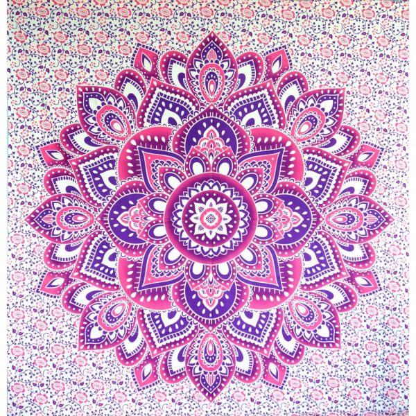 Mandala Wandbehang oder Tagesdecke weiss pink